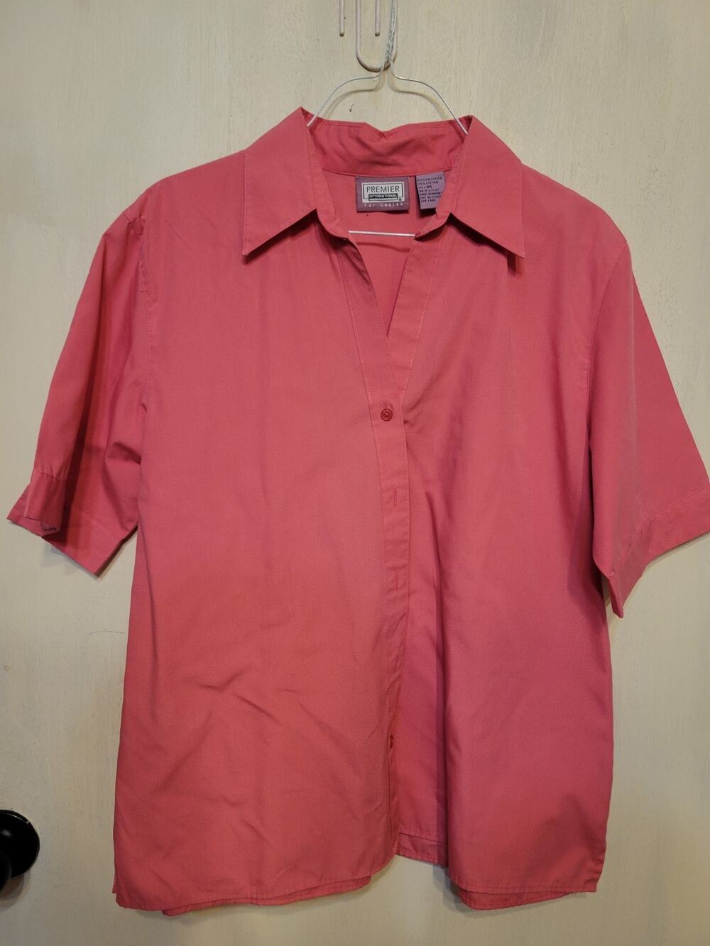Ladies MEDIUM Premier International Dark PINK RETRO Blouse TOP